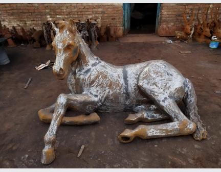 iron garden animal sculptures of foal horse