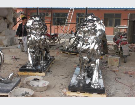 Stainless Steel Statue,large steel lion art outdoor sculpture
