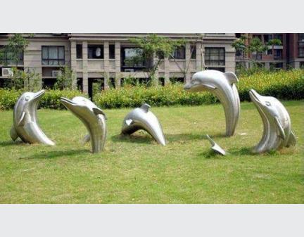 outdoor Art Garden Sculpture stainless steel dolphins