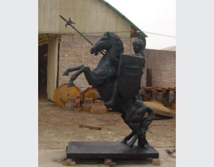 iron statue take the spear ,cast iron garden riding horse soldiers