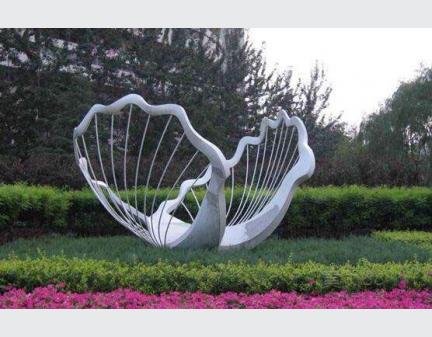 stainless steel abstract art outdoor sculpture shell