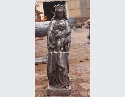 cast iron garden statue Mary hold little child Jesus